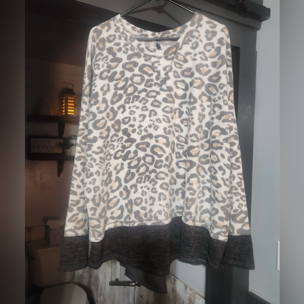 Leopard Print Women's Top with Black Trim